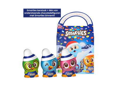 Smarties LIMITED EDITION kerstzak cadeau met chocolade pinguin - 282g