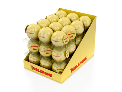 Displaybox Toblerone - 36 geschenkballen - melkchocolade met nougat, amandel en honing - 3600g