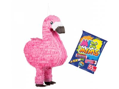 Flamingo piñata met Fruit-tella Mix of minis snoepjes - 410g
