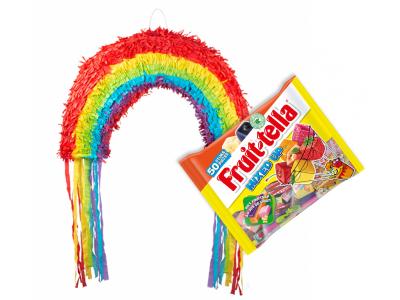 Regenboog piñata met Fruit-tella Mixed Up snoepjes - 487g