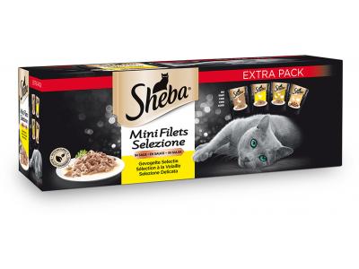 Sheba Natvoer kat - Mini Filets gevogelte in saus - EXTRA PACK - 40 stuks x 85g - 3400 gram
