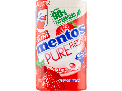 Mentos Pure Fresh - aardbei - suikervrije kauwgom - 80 stuks