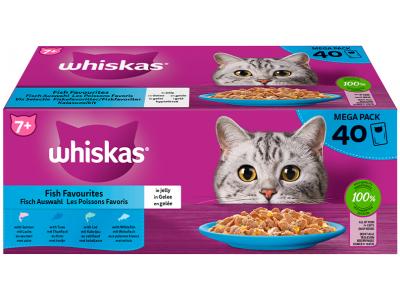 Whiskas nat kattenvoer vis in gelei MEGA PACK - zalm, tonijn, witvis & kabeljauw - 40 x 85g