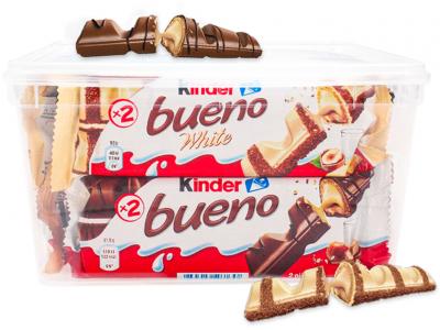 Kinder Bueno partybox: melkchocolade (15 stuks) & wit (5 stuks) - 840g