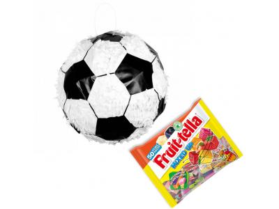 Piñata Voetbal (diameter 30cm) met Fruit-tella Mixed Up snoepjes - 487g