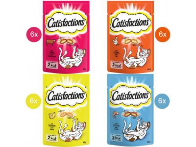 Catisfactions Kattensnacks Mix - 6x Kaas, 6x Rund, 6x Zalm, 6x Kip - 24 x 60g - 1440g