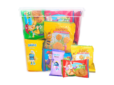 Assortiment de biscuits 'Lutin Plop', 'Maya l'abeille' et 'les Schtroumpfs' - 1000g