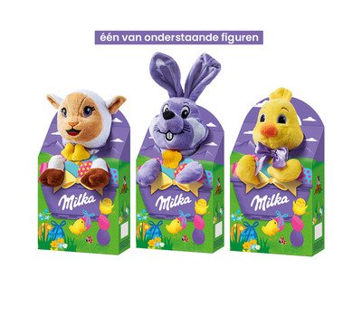 Milka knuffelbeer voor Pasen met chocolade - één van afgebeelde figuren - 96g