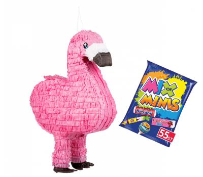 Flamingo piñata met Fruit-tella Mix of minis snoepjes - 508g