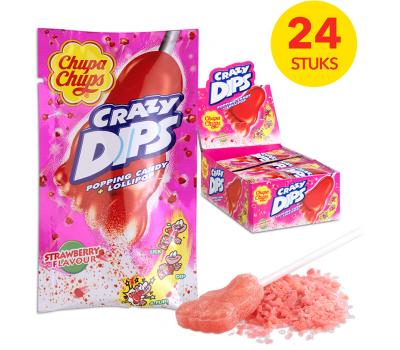 Chupa Chups Crazy Dips - Strawberry - 24 stuks