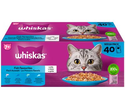Whiskas nat kattenvoer vis in gelei MEGA PACK - zalm, tonijn, witvis & kabeljauw - 40 x 85g