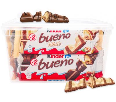 Kinder Bueno partybox: melkchocolade (15 stuks) & wit (5 stuks) - 840g