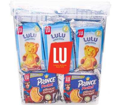 LU Kids Mix: Lulu Choco Beertjes & Prince Pocket duo chocolade koekjes - 33 stuks - 1130g