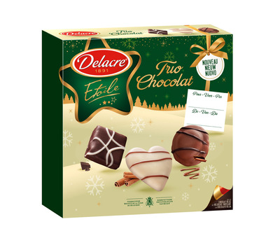 Delacre 'Trio Chocolat' - LIMITED EDITION - feestelijke chocoladekoekjes voor Kerst - 200g