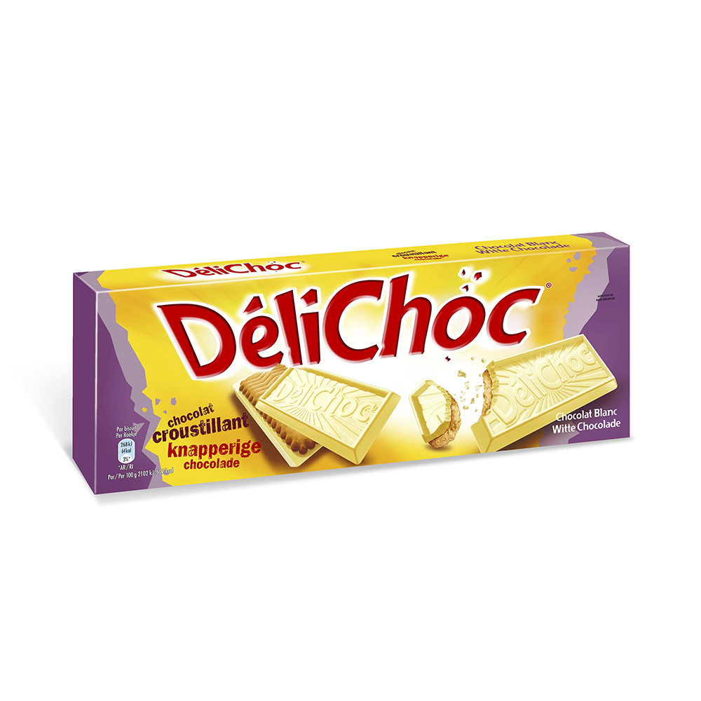 Délichoc Wit - Knapperige biscuits met witte chocolade - 150g