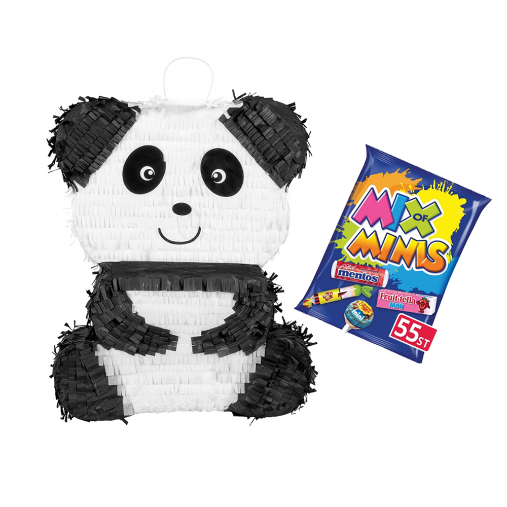 Panda piñata met Fruit-tella Mix of minis snoepjes - 508g