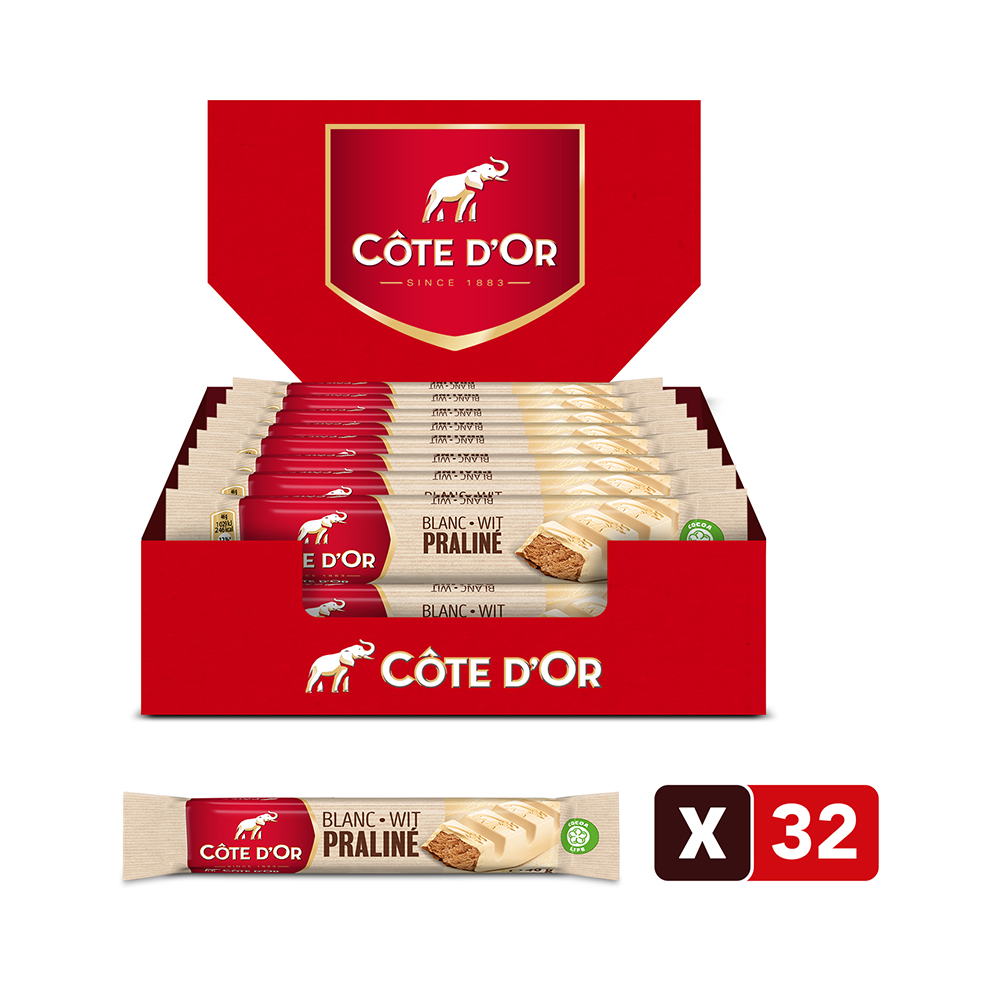 Côte d'Or chocoladerepen - praliné wit - 46g x 32