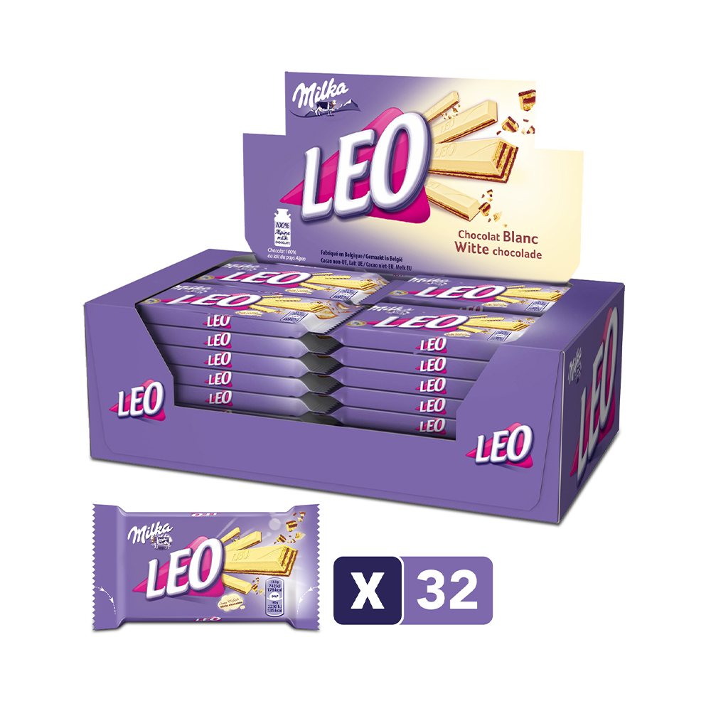 Milka - Leo chocolade wit - 33g x32 