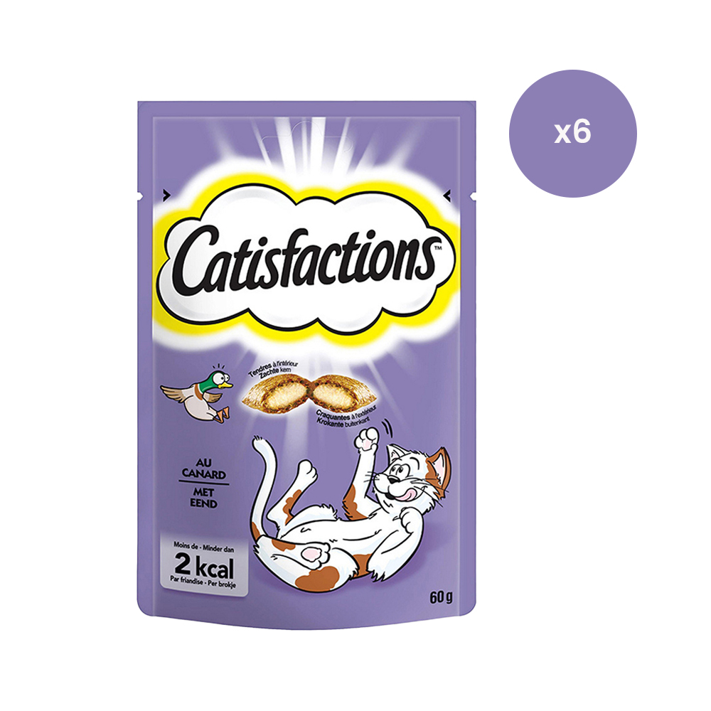Catisfactions kattensnacks met eend - kattensnoepjes - 60g x 6