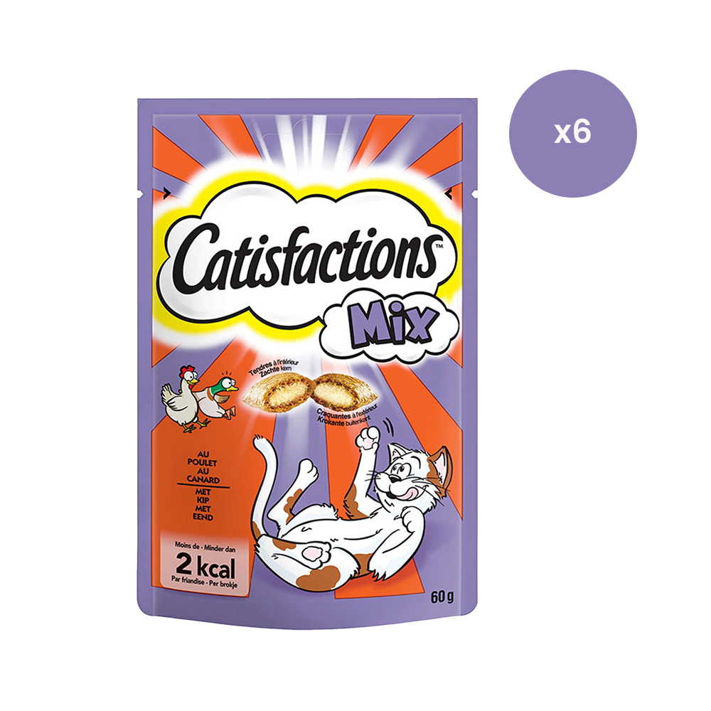 Catisfactions kattensnacks met kip/eend - kattensnoepjes - 60g x 6