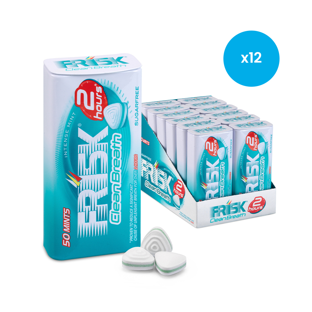 Frisk suikervrije mint - Clean Breath - Intense Mint 2H - 50 mintjes - 12 stuks 