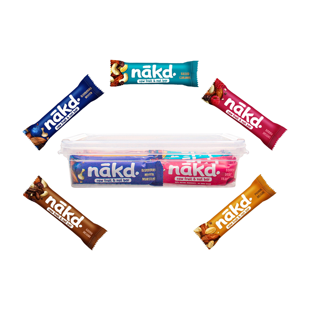 Nakd bars mix 4-packs: Berry Delight, Cocoa Delight, Peanut Delight &  Blueberry Muffin