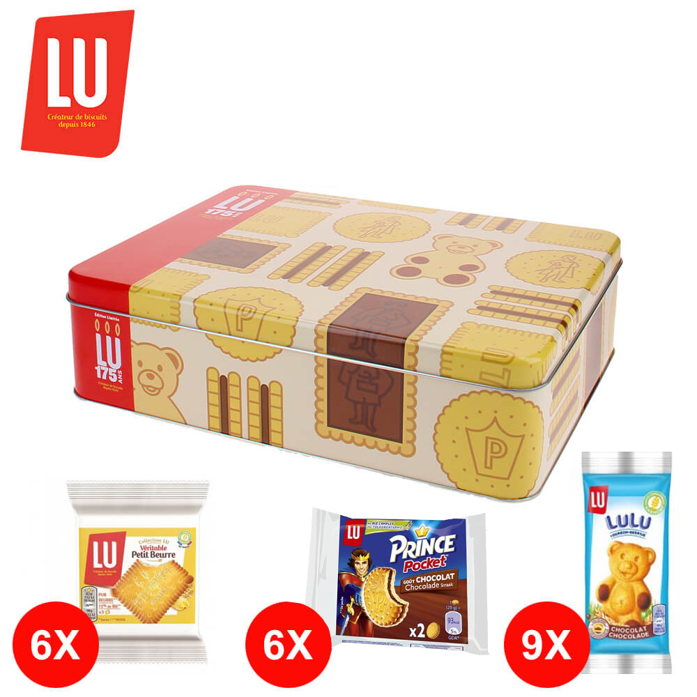 LU Koekjes Tin Box - LIMITED EDITION - Prince Pocket, Véritable Petit Beurre en Lulu Choco Beertjes 